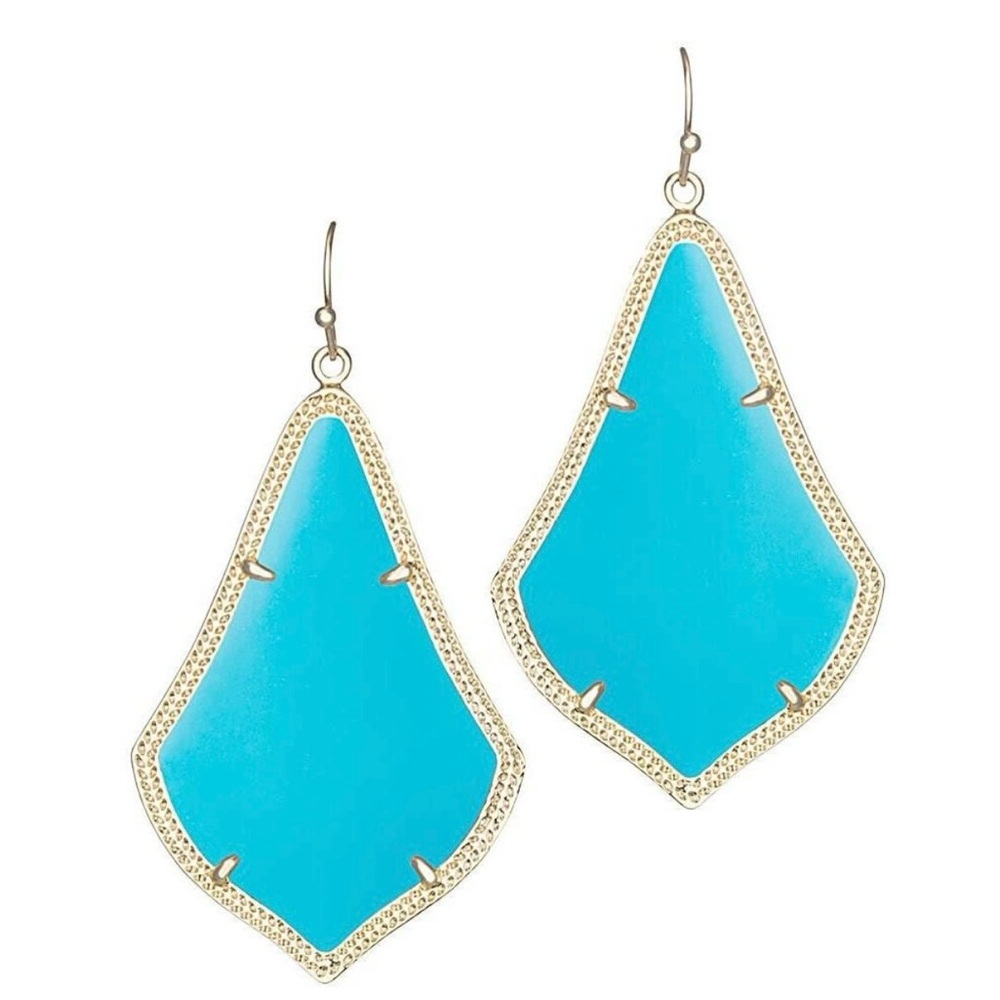 Kendra Scott Alexandra Turquoise Blue Gold Drop Earrings